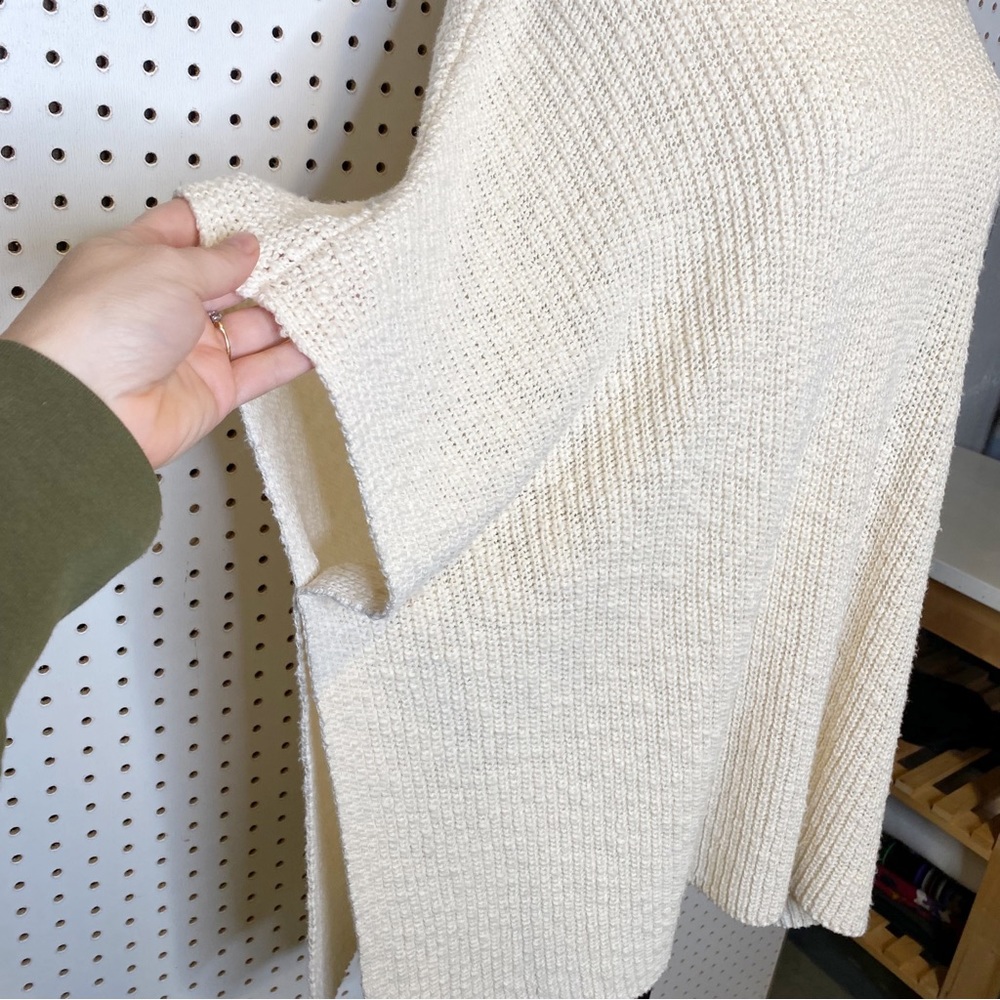 Eileen Fisher | Mock Neck Poncho Sweater, 100% Organic Cotton Sz. S/M - Picture 6 of 9